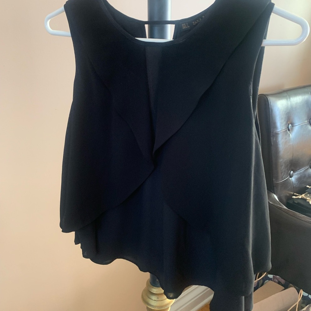 Zara Black Ruffled Blouse